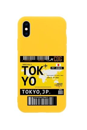 Iphone Xs Tokyo Bilet Tasarımlı Sarı Telefon Kılıfı MCIPXSLTKYO