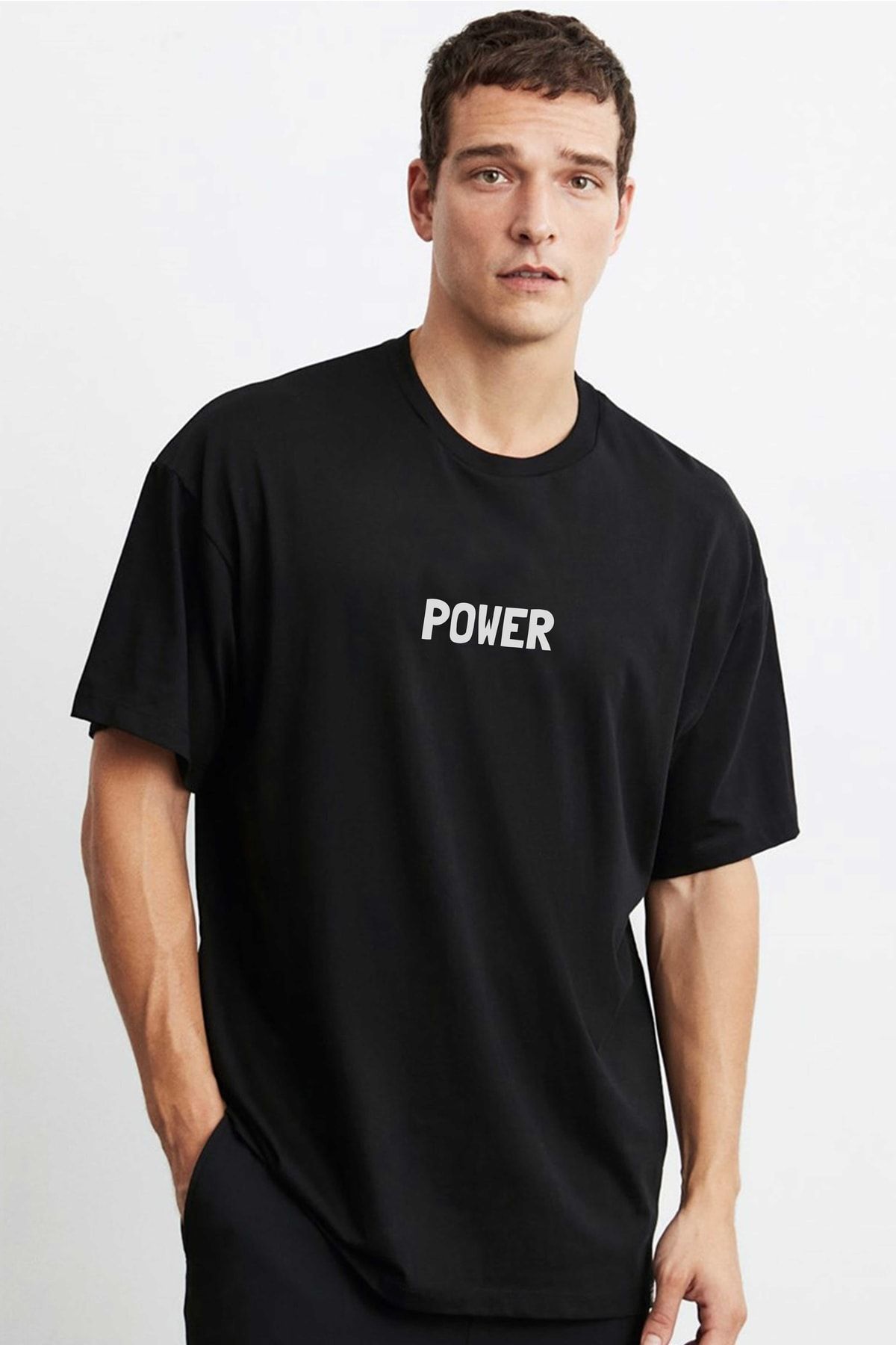 Alfa Tshirt Tricou Supradimensionat Negru Power Tedy Bear Unisex - L