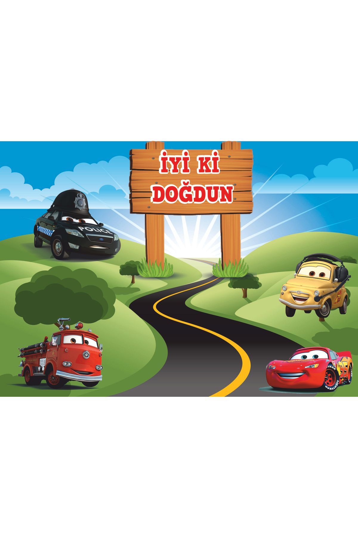 ECE PARTİ-Lightning Mcqueen Themed 70x100 Size Canvas Poster 1