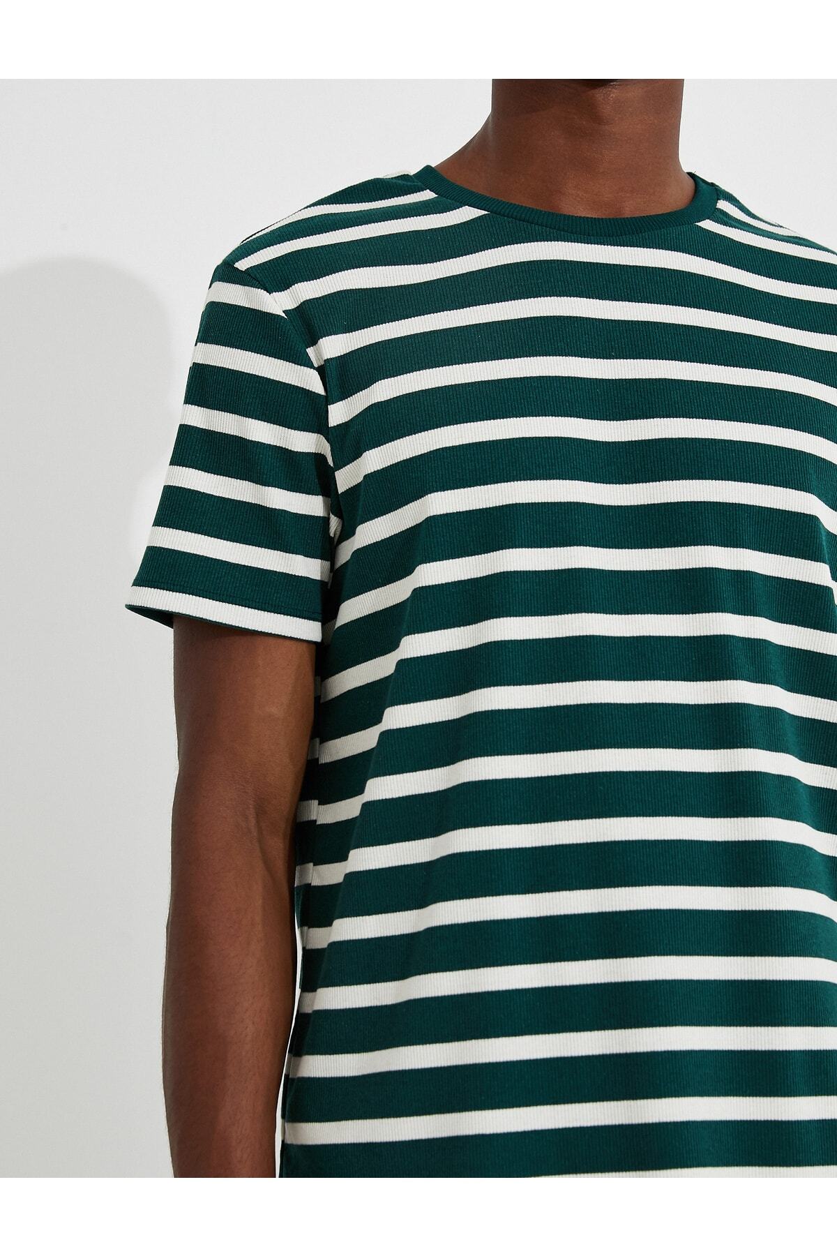 تیشرت مردانه سبز کوتون | 3WAM10087HK اورجینال - تصویر 5