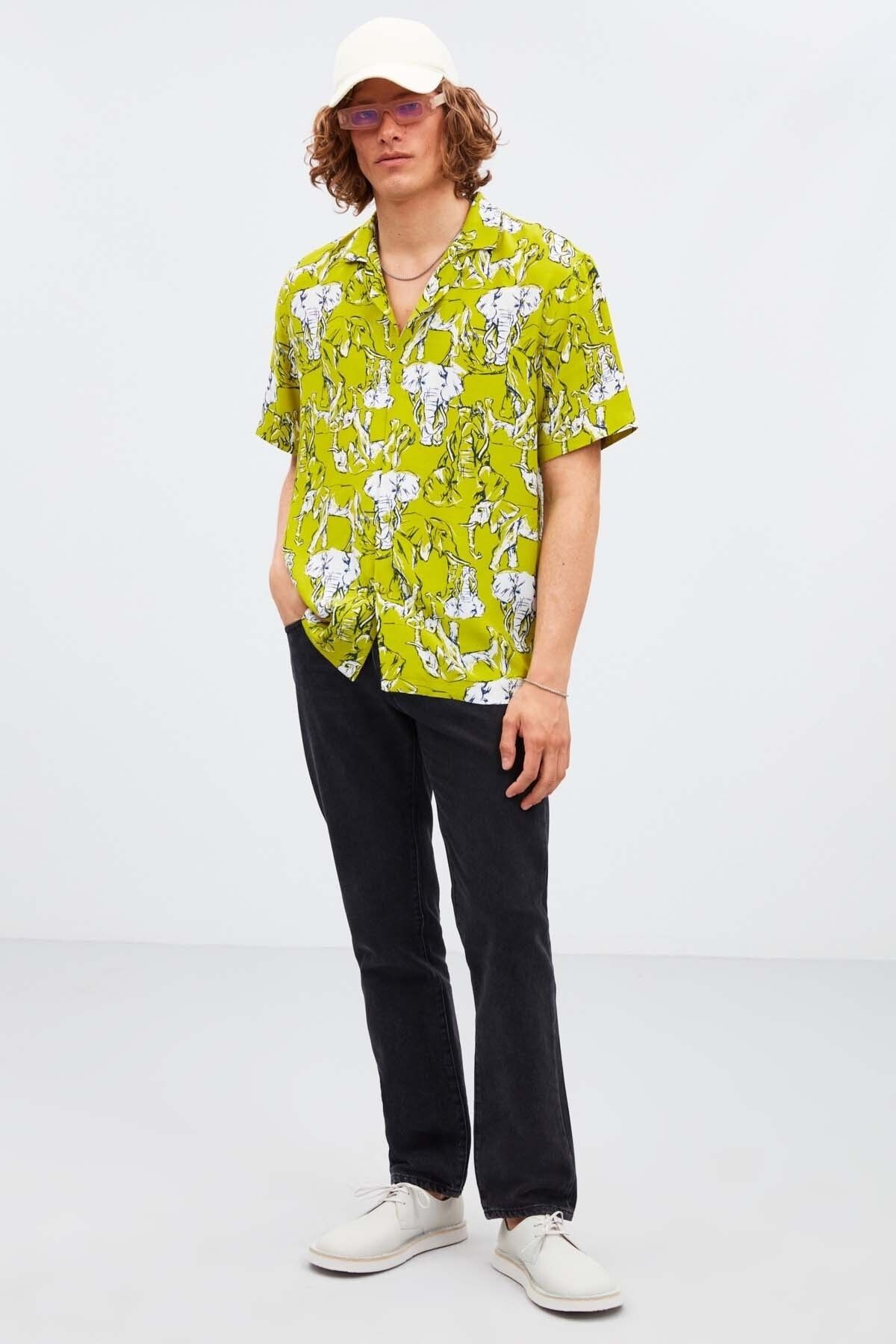 GRIMELANGE Hemd Grün Regular Fit