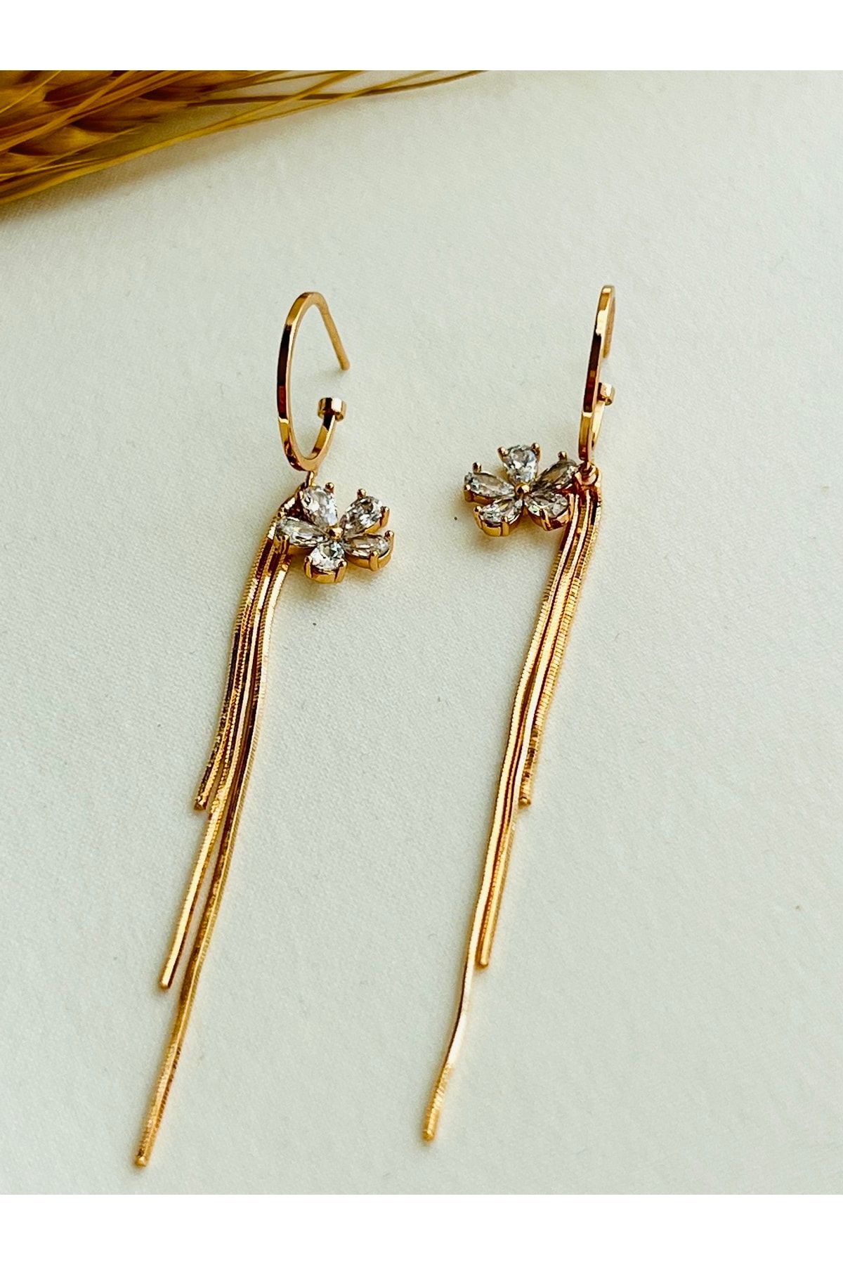 Long chain sales gold earrings
