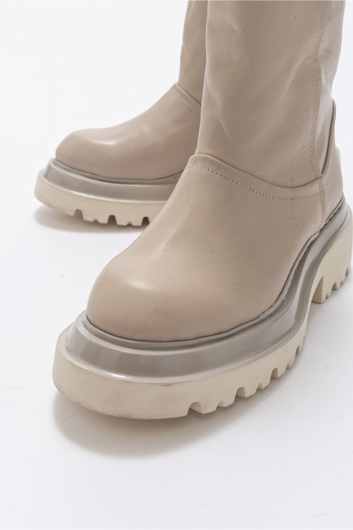 LuviShoes-Tali Hellbeige Damen-Stiefel aus echtem Leder 5