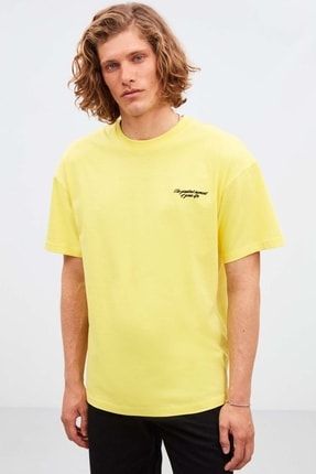 Axton Relaxed Oversize Sarı T-shirt AXTON26032022