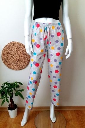 Kadın Renkli Puantiyeli Likralı Pijama 0562