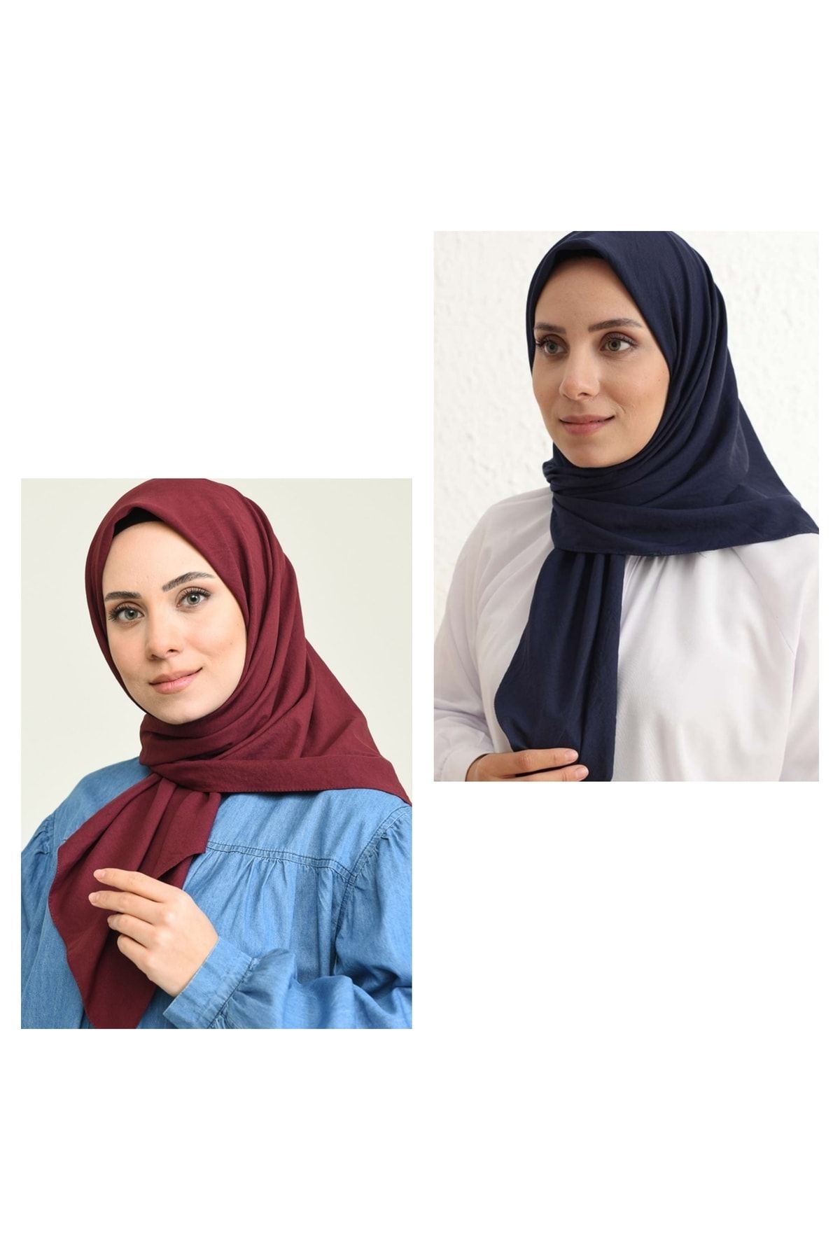 HAR UM Ticaret Hijab Women s Cotton Jazz Scarf Model 2 Piece Navy
