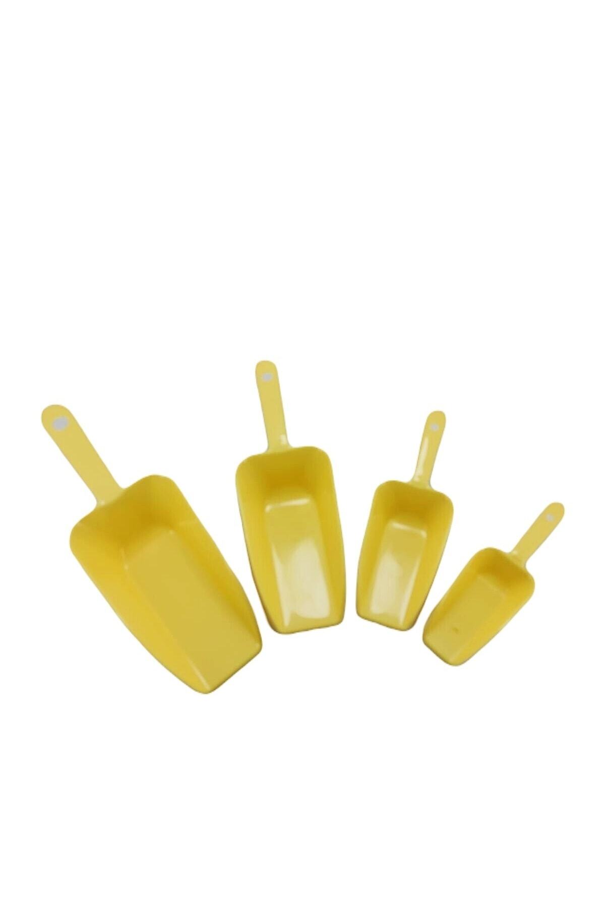 Erzak Küreği Seti Bakliyat Baharat Küreği Seti 4'lü Sarı