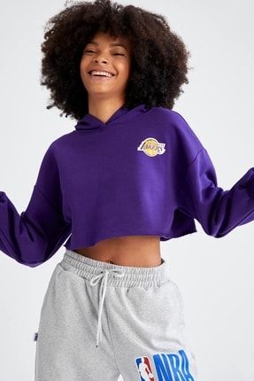 Fit NBA Los Angeles Lakers Regular Fit Kapüşonlu İçi Yumuşak Tüylü Sweatshirt V9208AZ21AU