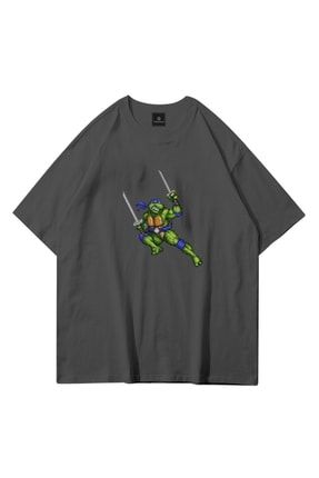 Unisex Leonardo Ninja Turtles Antrasit Tshirt Trndz1059
