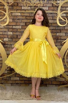 Prenses Model Sarı Çocuk Abiye ABY4441