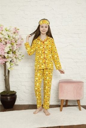 Kız Çocuk Avokado Desenli Pijama Takımı 4-12 Yaş 13736 GRPCM00013736
