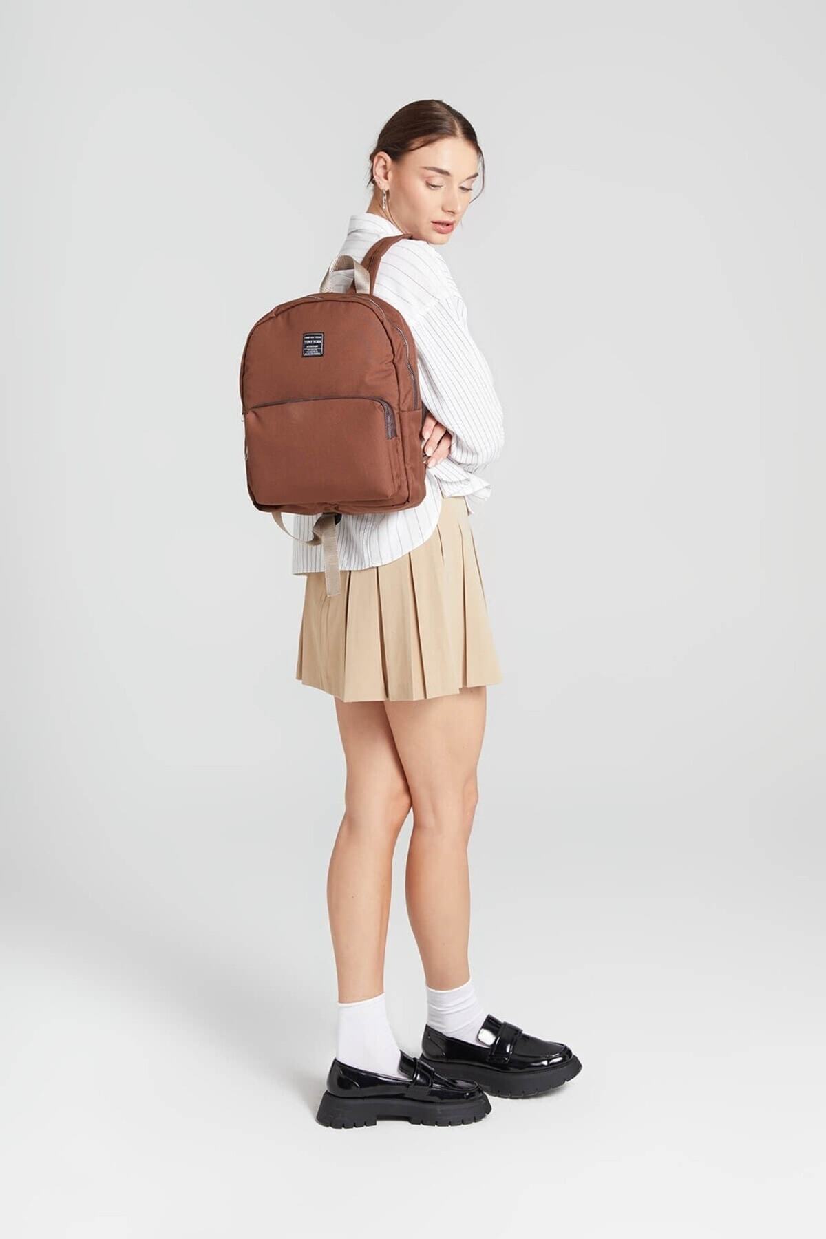 کوله پشتی زنانه قهوه ای ivyess | debby-cepli-unisex-sirt-cantasi اورجینال - تصویر 3