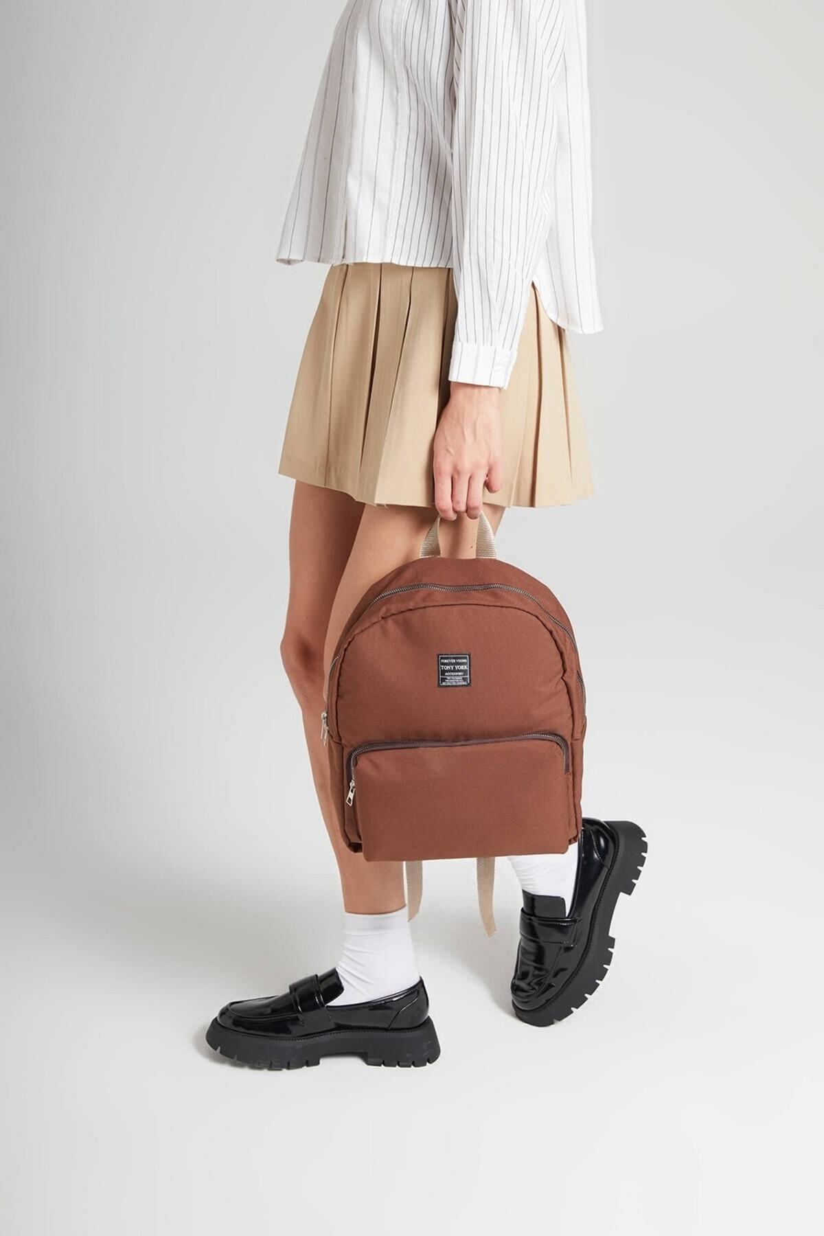 کوله پشتی زنانه قهوه ای ivyess | debby-cepli-unisex-sirt-cantasi اورجینال - تصویر 4