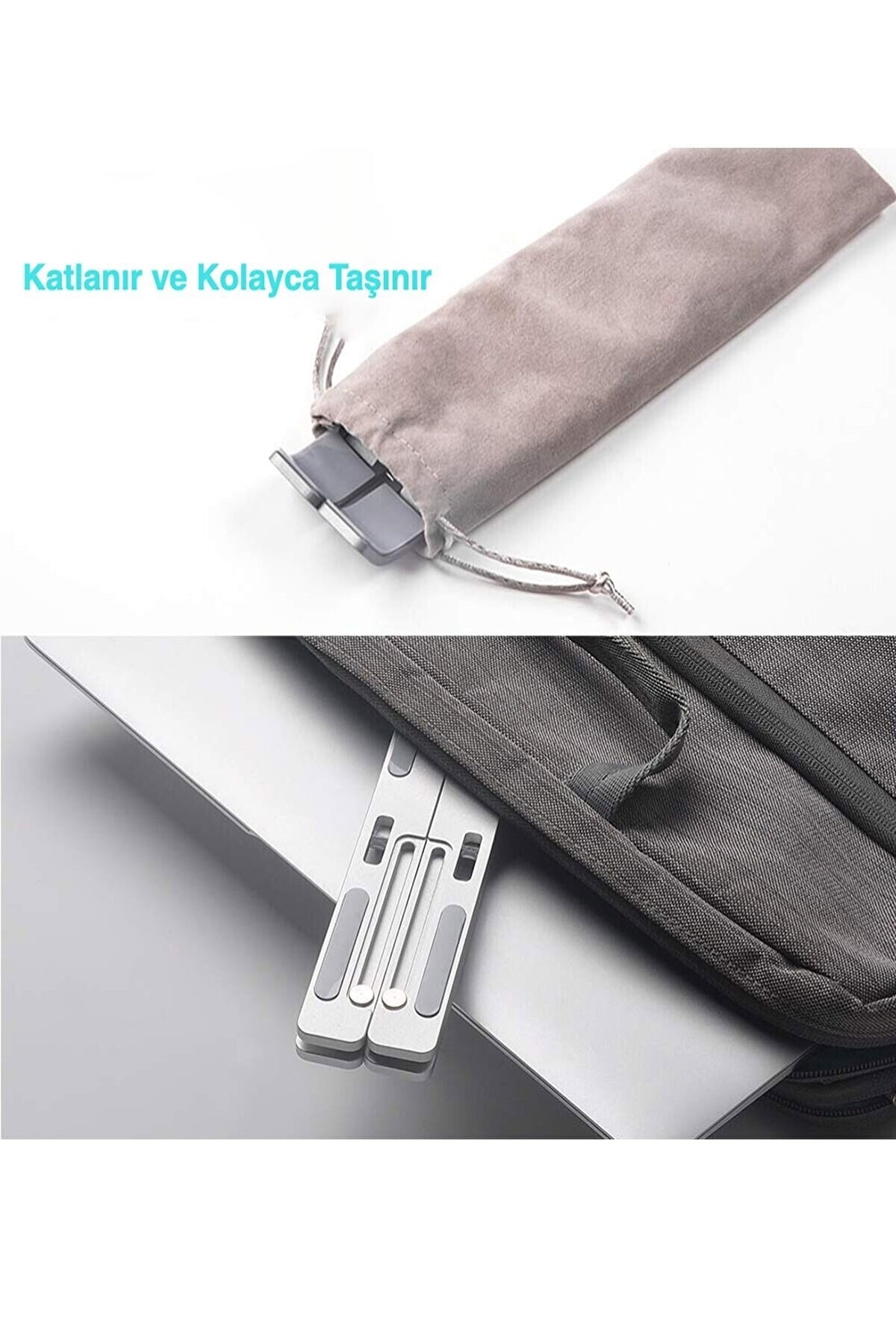 Alüminyum Ayarlanabilir Telefon Tablet Notebook Taşıma Çantalı Masaüstü Standı 4