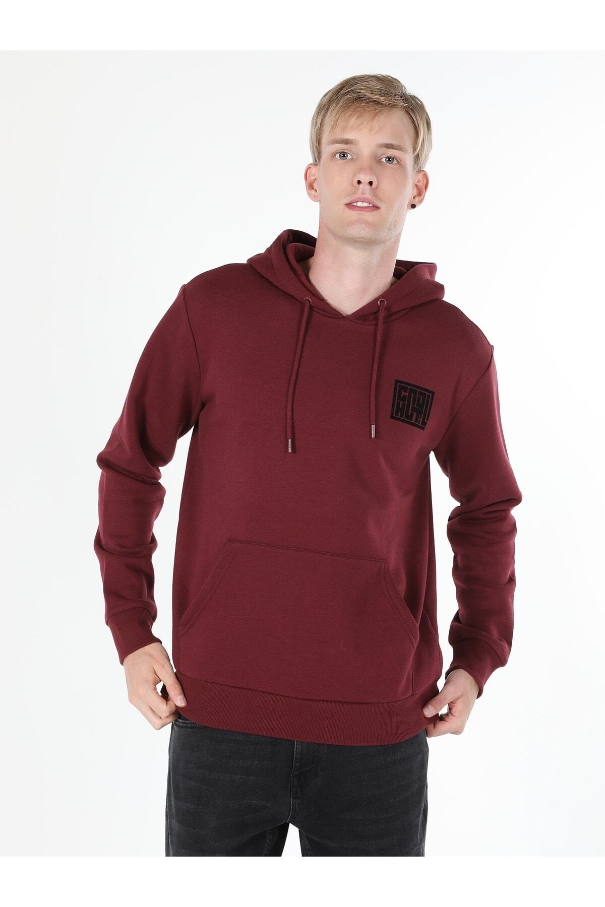 Colin's Regular Fit Baskılı Kapüşonlu Bordo Erkek Sweatshirt Fiyatı,  Yorumları - Trendyol