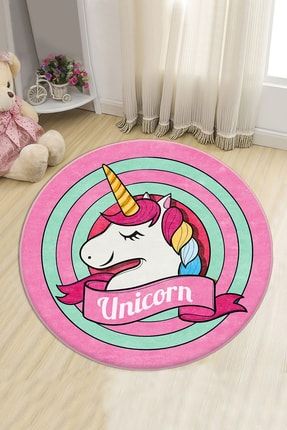 Bebişim Sevimli Unicorn Yuvarlak Çocuk Halısı biy753