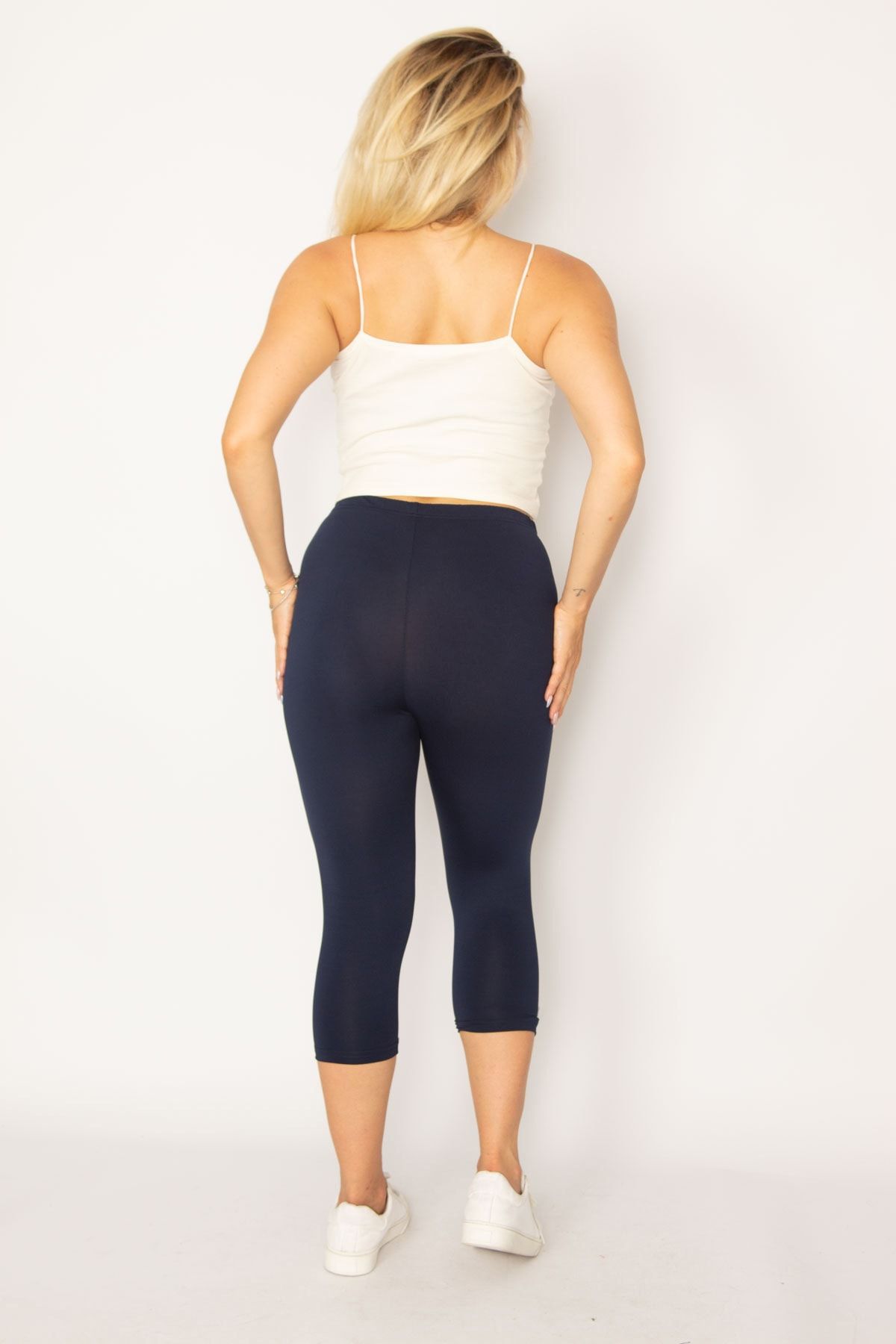 ans Women s Plus Size Navy Blue Lycra Jersey Leggings Trousers