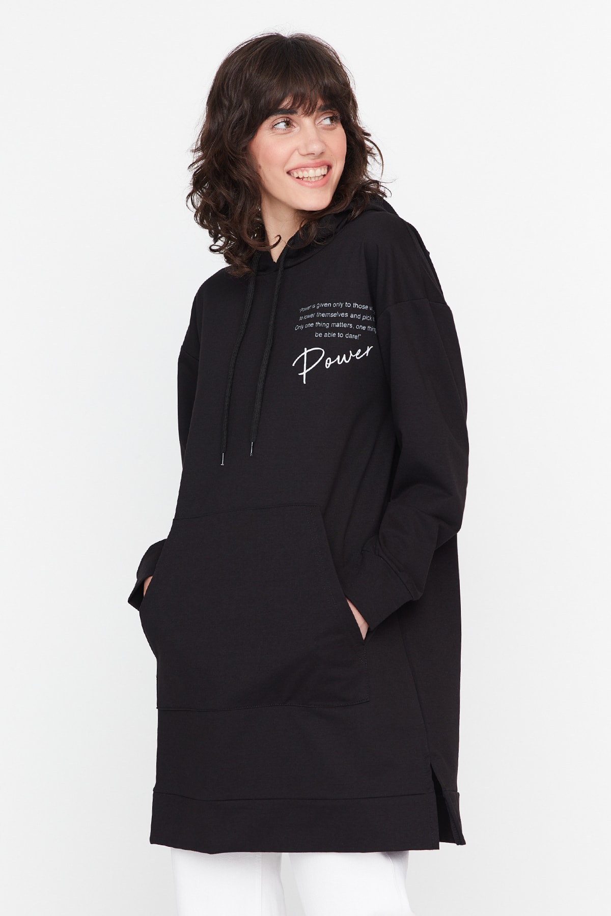 Trendyol Modest Sweatshirt Schwarz Oversized Fast ausverkauft