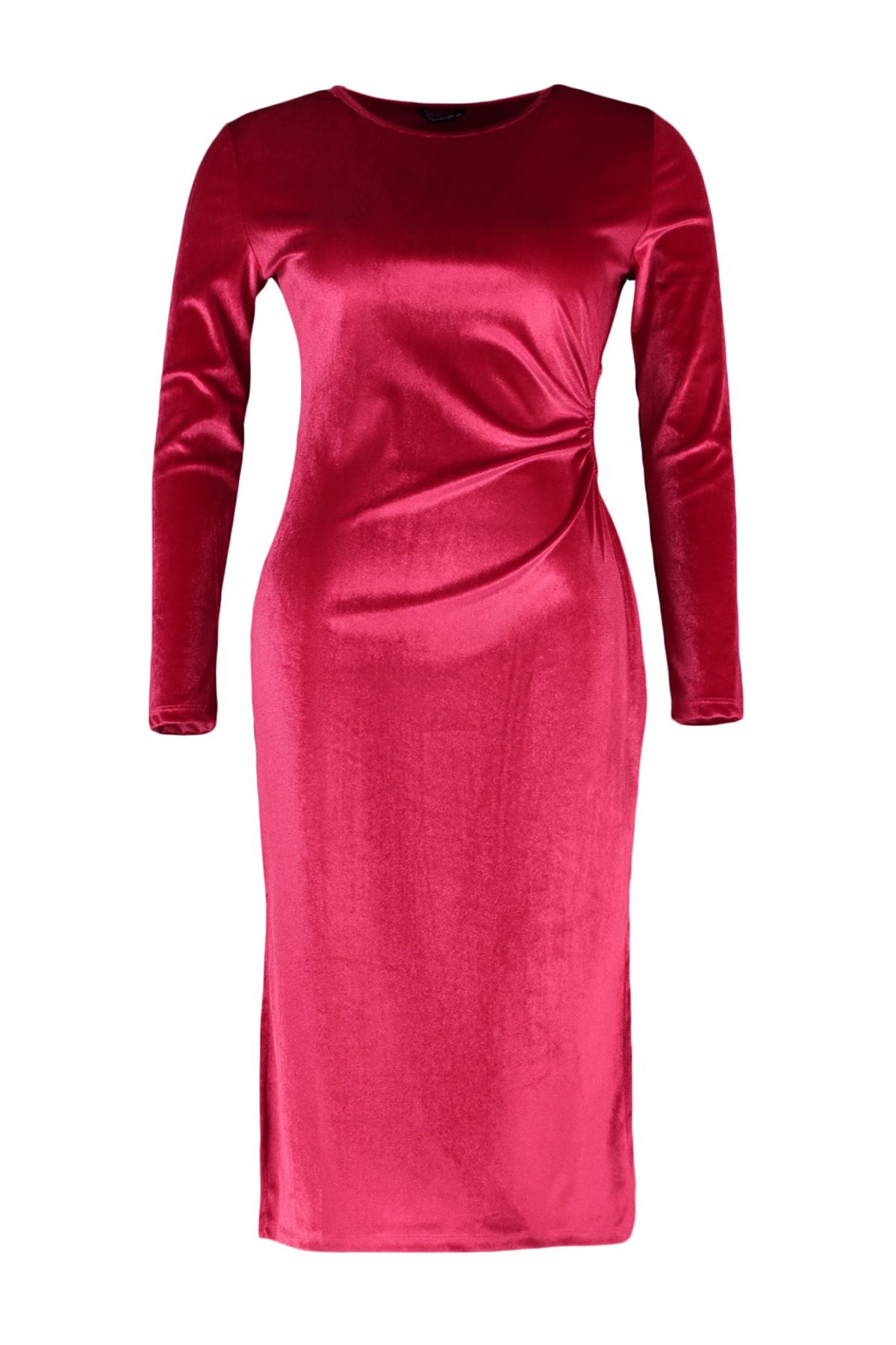 Trendyol Curve-Rotes Stricksamtkleid mit Cut-Out-Details TBBAW23AH00094 7