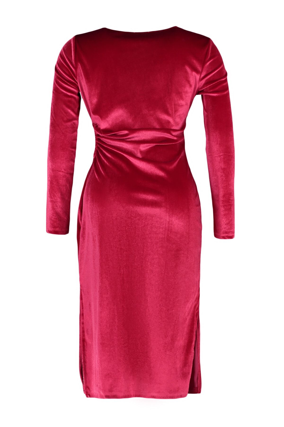 Trendyol Curve-Rotes Stricksamtkleid mit Cut-Out-Details TBBAW23AH00094 9