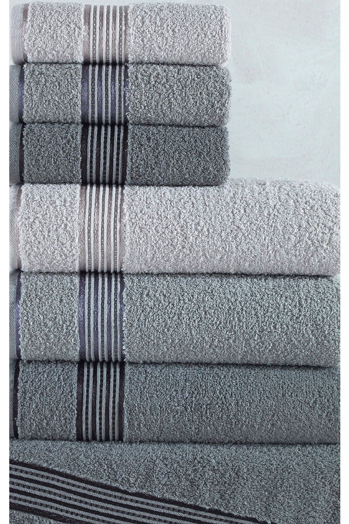 FEEL Florya 6'lı Banyo Havlusu Seti Gri RY7488