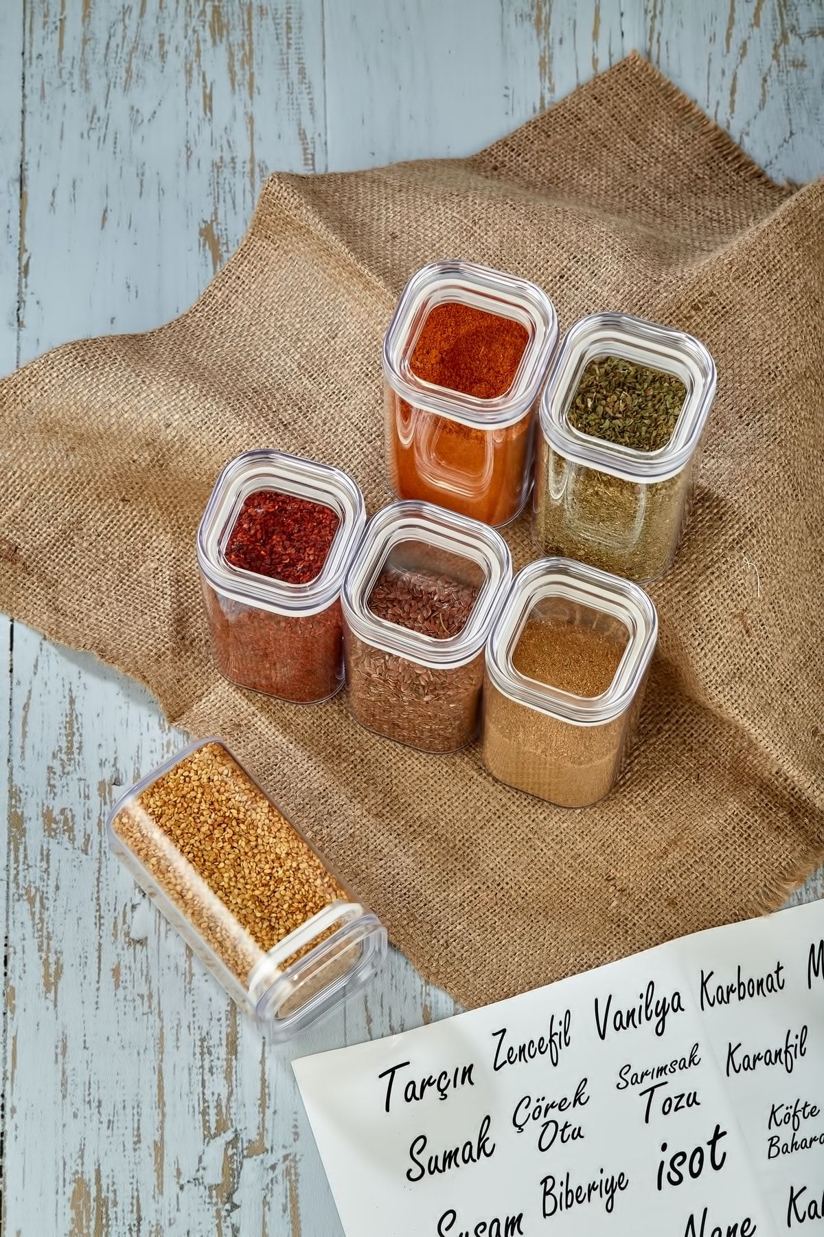FBZhome-6-Piece Acrylic Spice Jar with Label 250 Ml Storage Container 2
