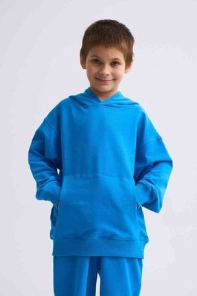 Mavi Organik Kapüşonlu Sweatshirt Erkek Çocuk RE010012-07