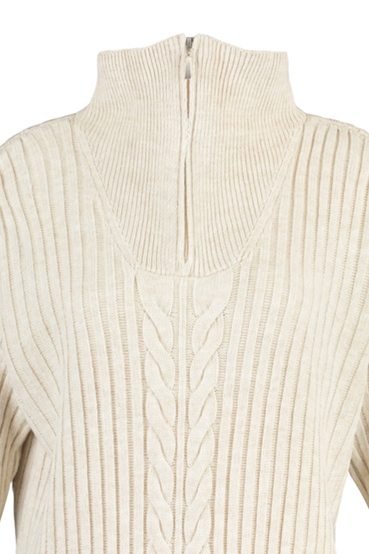 Trendyol Modest-Ecru Selanik gestrickter Strickpullover mit Reißverschluss TCTAW23AK00017 7