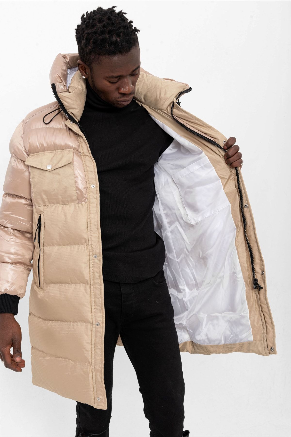 Lacoste live sand longline puffer jacket on sale