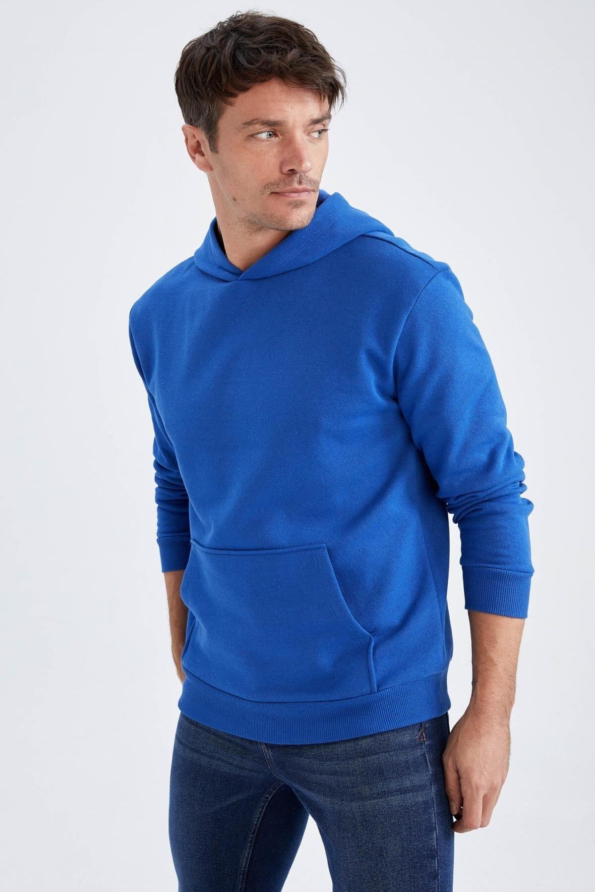 سویشرت مردانه آبی دفاکتو | Z4529AZ22SM اورجینال - تصویر 3