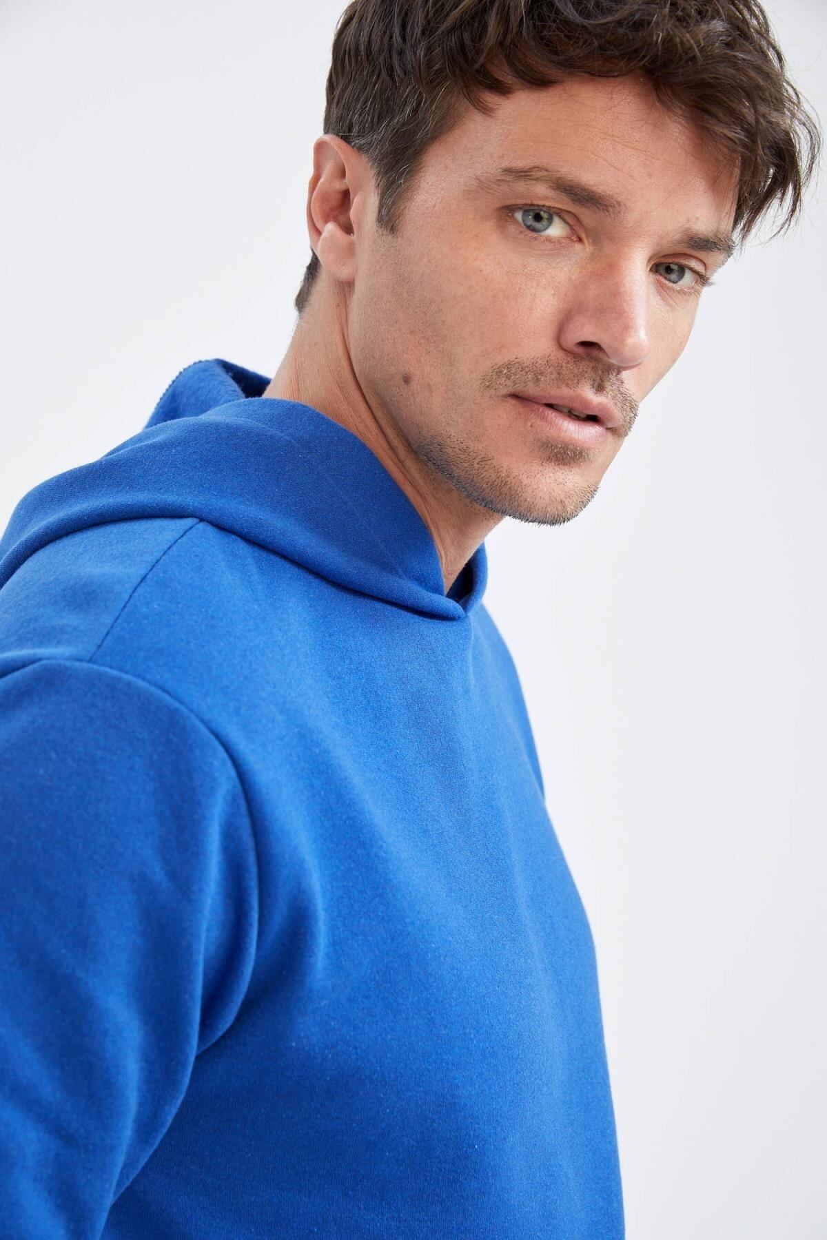 سویشرت مردانه آبی دفاکتو | Z4529AZ22SM اورجینال - تصویر 4