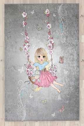 Prenses Peri Kız Kelebeklli Çiçekli Çocuk Odası Halısı Bİ261-H