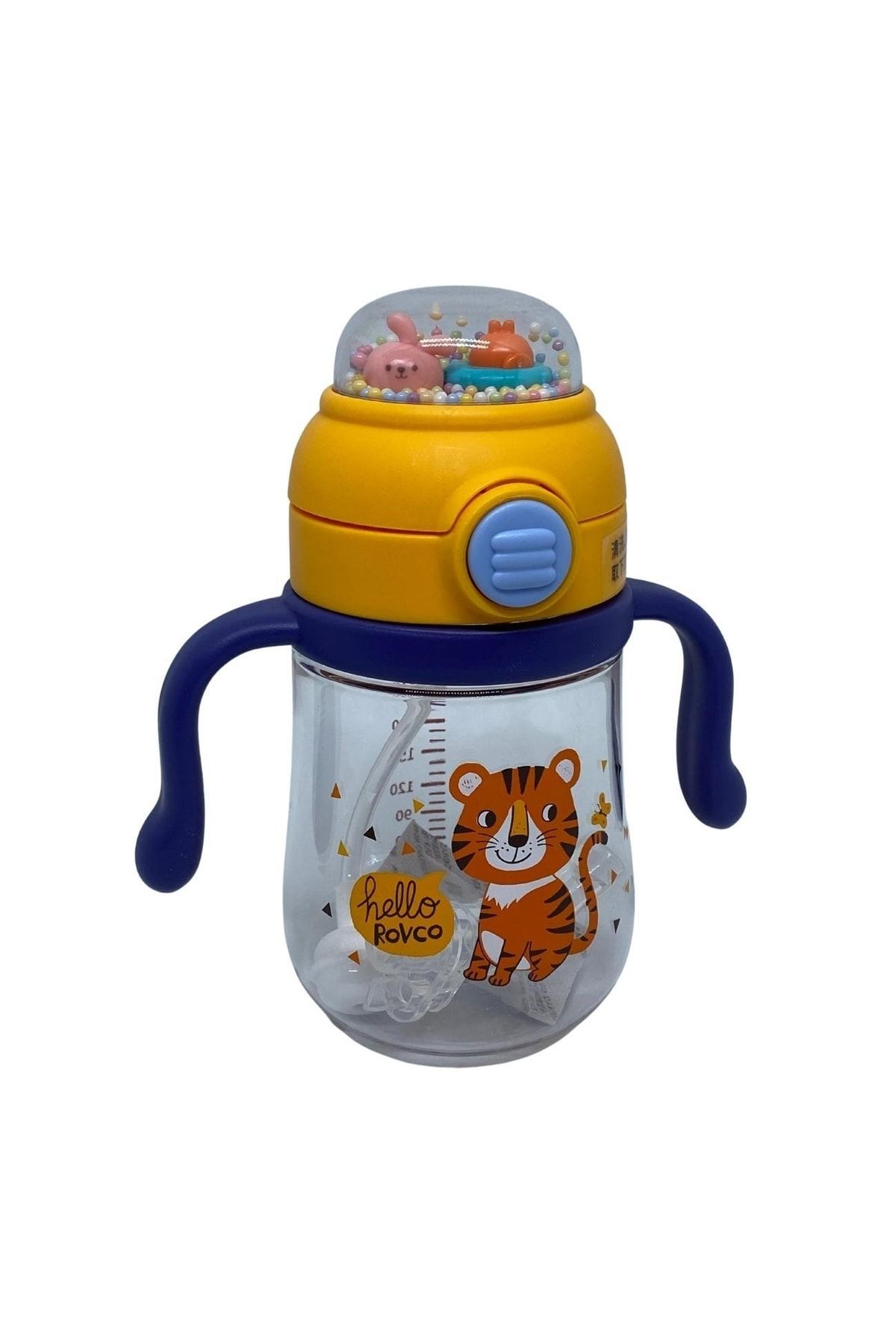 Rovco-260ml Cute Friends Patterned Rattle Smart Straw with Straw and Bulk Tritan Water Bottle 1