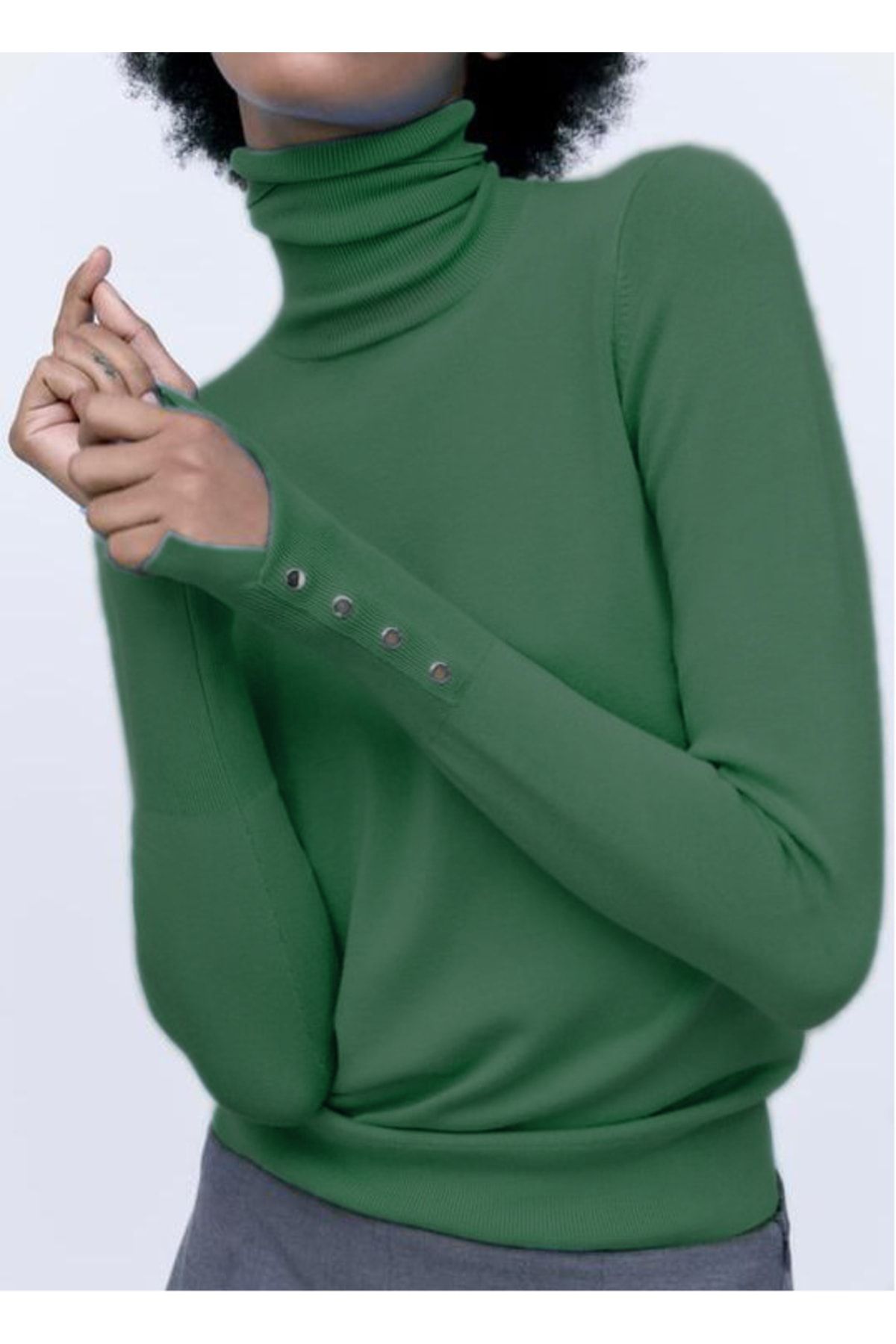 Dark green turtleneck online sweater