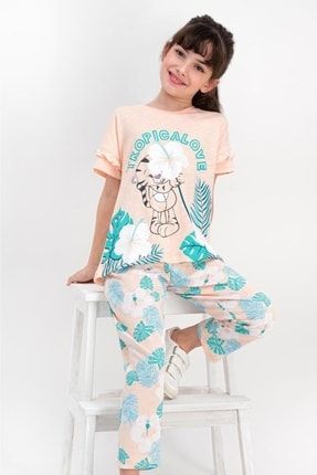 Kız Çocuk Yavruağzı Tropical Love Pijama Takımı Rp1784-c RP1784-C