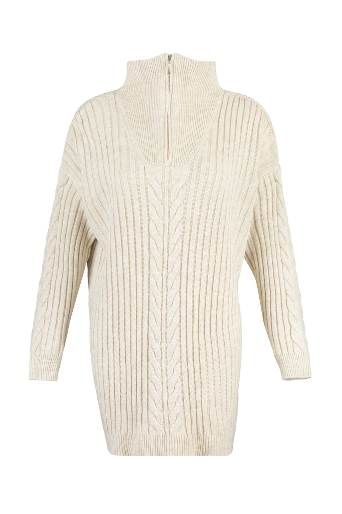Trendyol Modest-Ecru Selanik gestrickter Strickpullover mit Reißverschluss TCTAW23AK00017 6