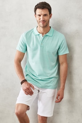 AC&Co / Altınyıldız Classics Erkek Su Yeşil Slim Fit Dar Kesim Polo Yaka Kısa Kollu Tiş&ouml;rt
