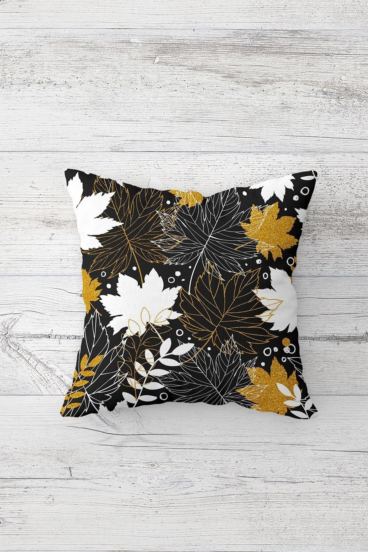 on the clouds-Autumn Patterned Leafy Hidden Zippered Throw Pillow Cover Set - 4 Pieces Seats and Pillows Set 2