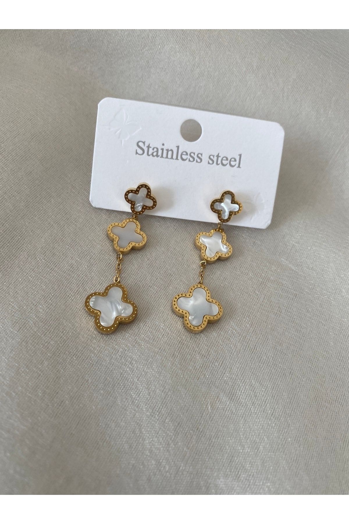 stainless steell Steel Earrings White Zircon Trendyol