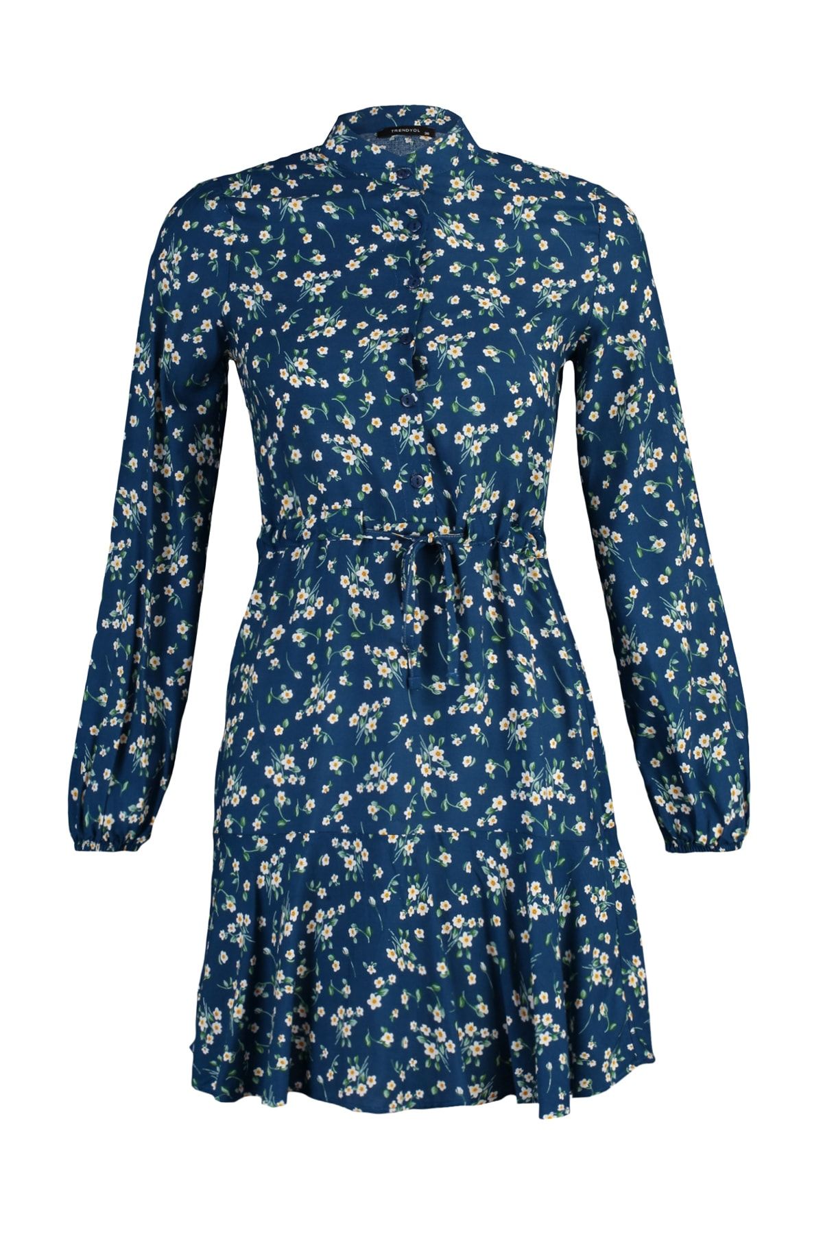 Trendyol Collection-Marineblaues Minikleid aus gewebter Viskose mit Knöpfen TWOAW23EL01310 6