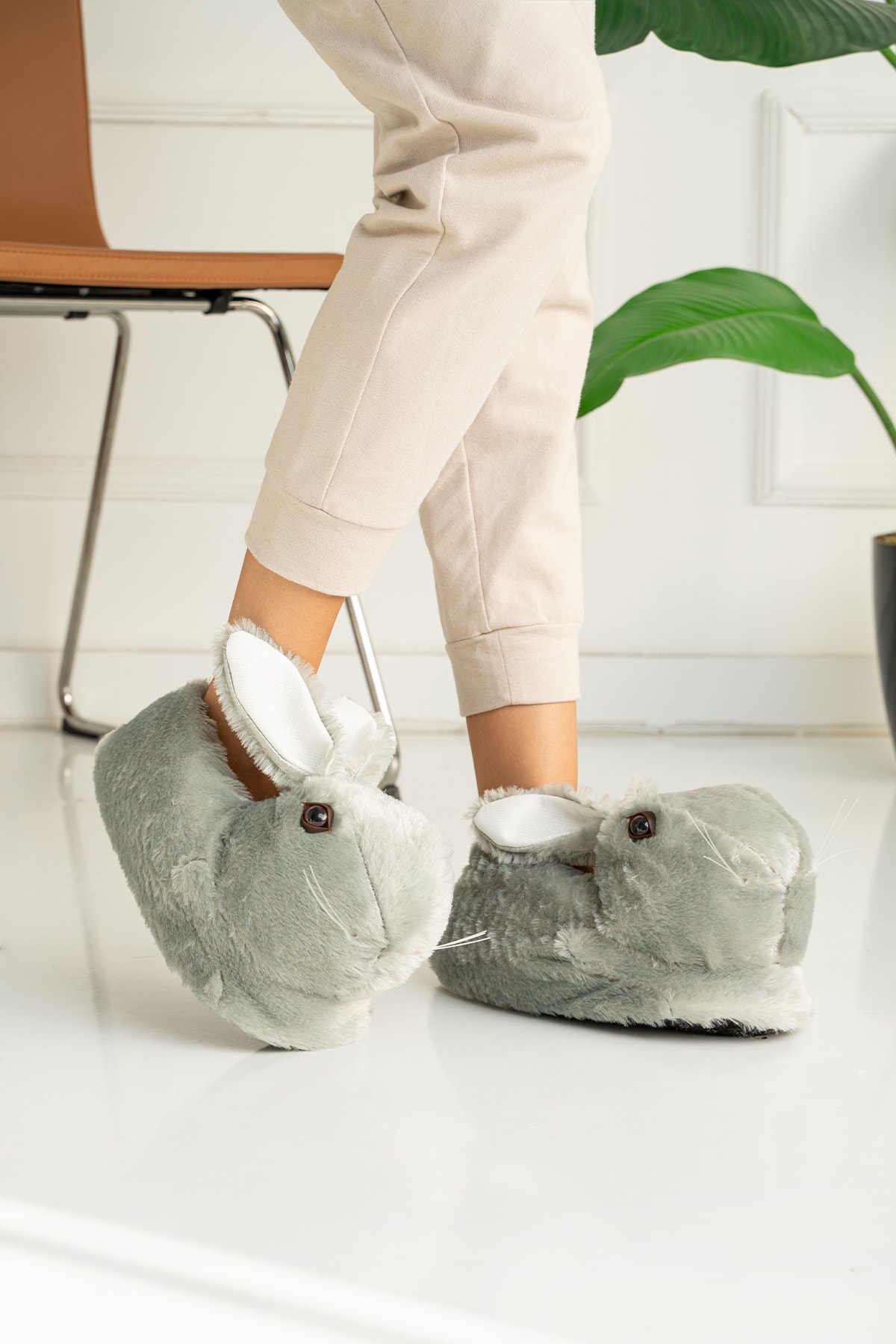 Mrt Shoes Peluş Unisex Tavşanlı Panduf Ev Ayakkabısı görsel 3
