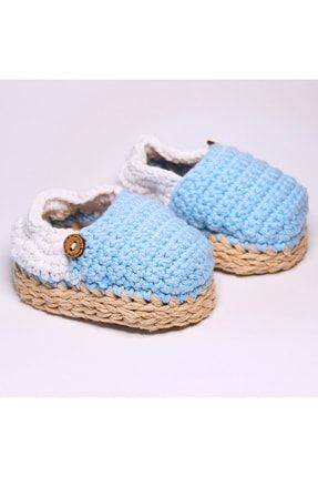 Espadril Lastikli Mavi&beyaz Bebek Patiği (0-3 Aylık) ES01