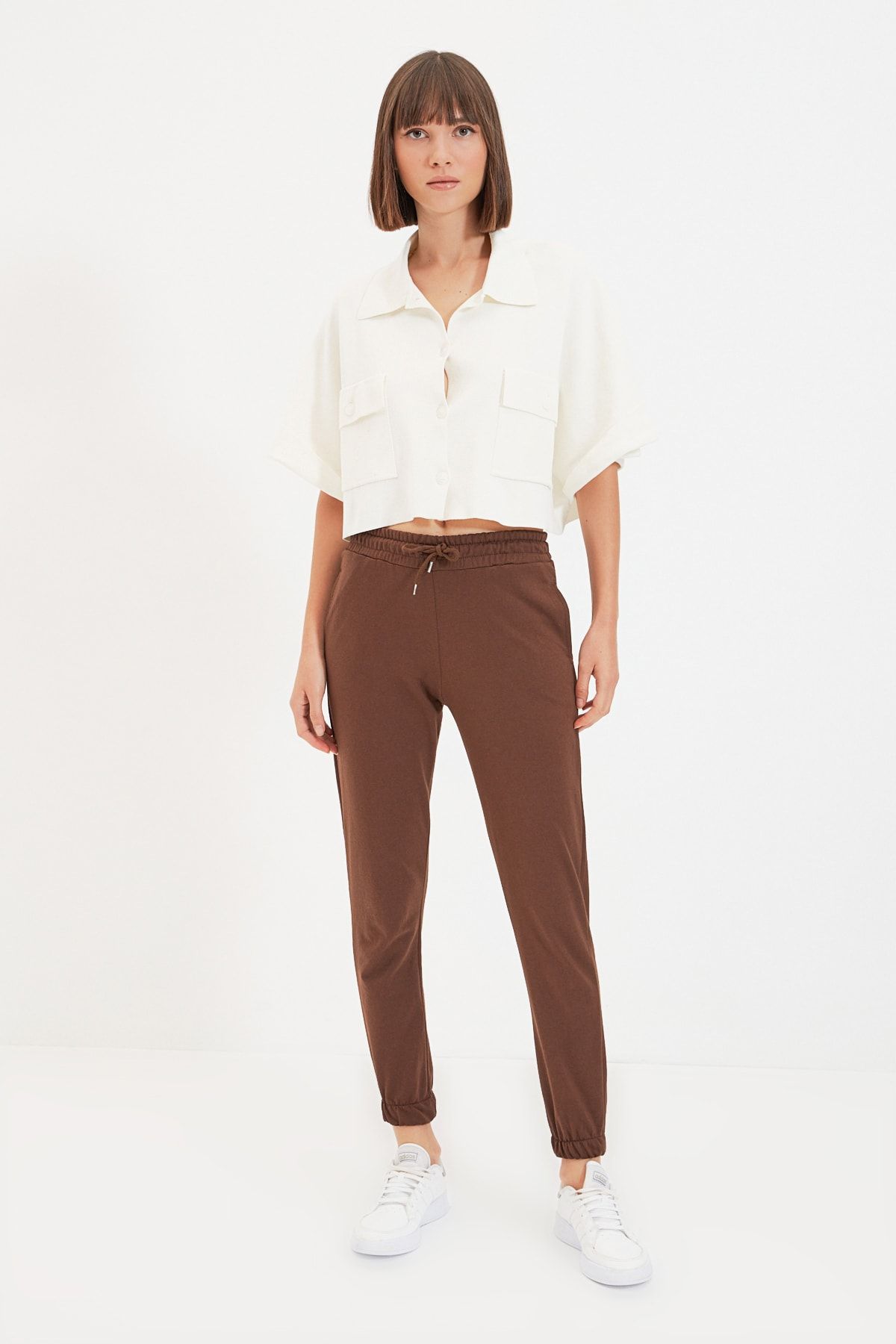 Trendyol Collection-Braune Basic Jogger Dünne Strick-Jogginghose TWOAW21EA0194 2