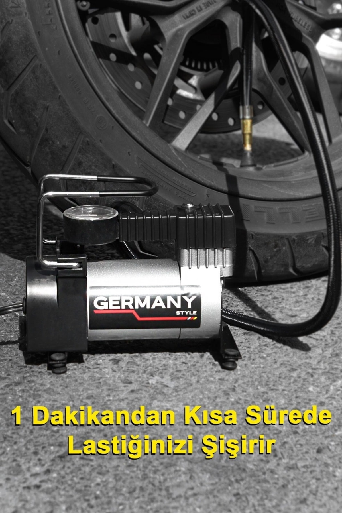 Germany Style 12 V Araba Oto Araç Lastik Şişirme Pompası 160 Psi Metal Gövde Kompresör