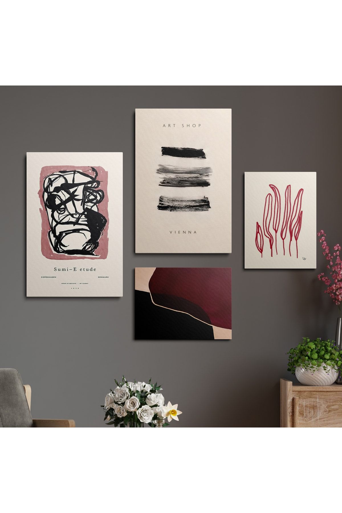 HOMEPACK Kanvas Duvar Tablosu 4'lü Canvas Tablo Seti Hp173