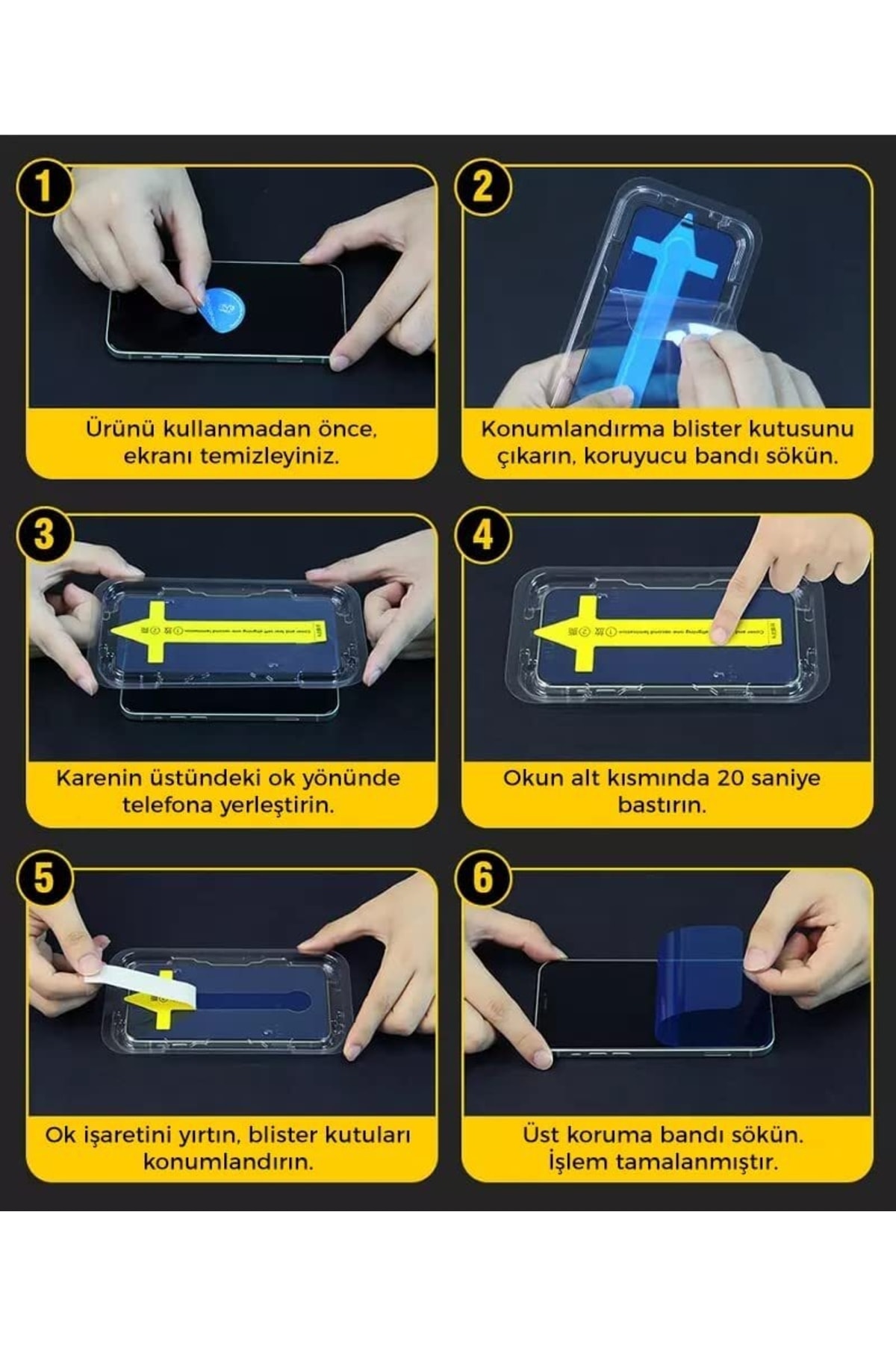 Iphone 11 Uyumlu 6d Temperli Cam Tak Kullan Ekran Koruyucu Kırılmaz Telefon Camı Kolay Kurulum 5