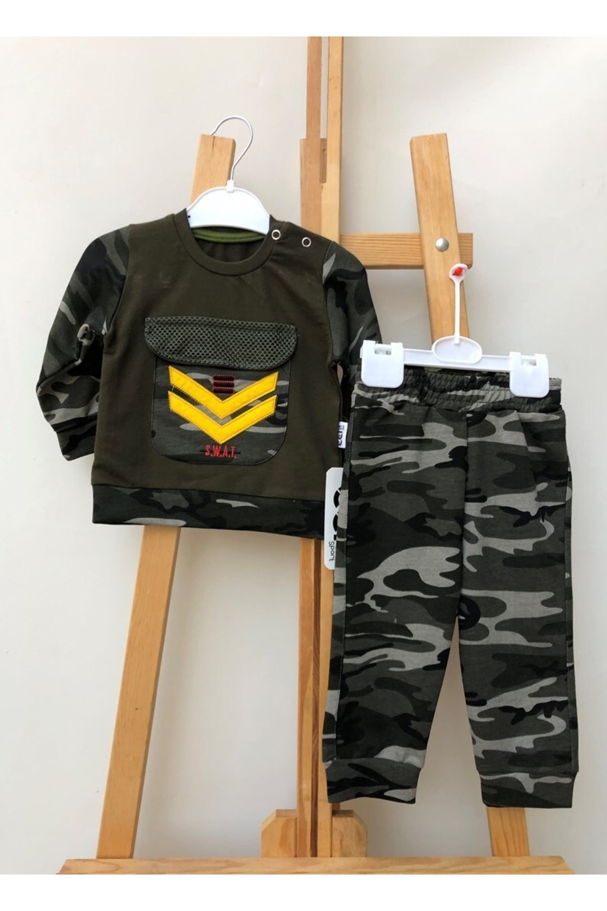 BEBEDONAT Erkek Bebek Askeri Kamuflaj Ikili Elbise Takımı