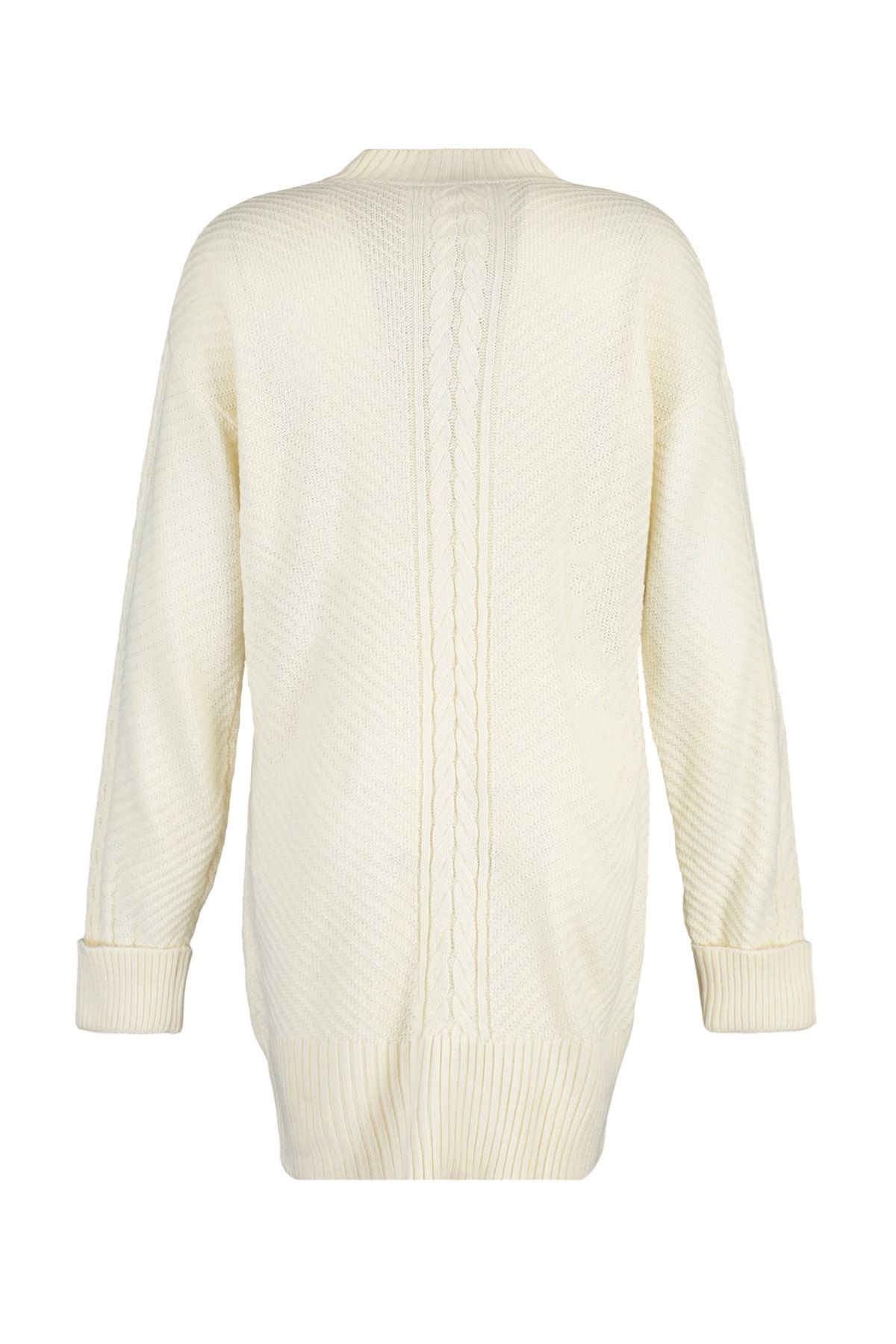 Trendyol Modest-Ecrufarbener Strickpullover mit Zopfmuster und detailliertem Muster TCTAW23KZ00071 8