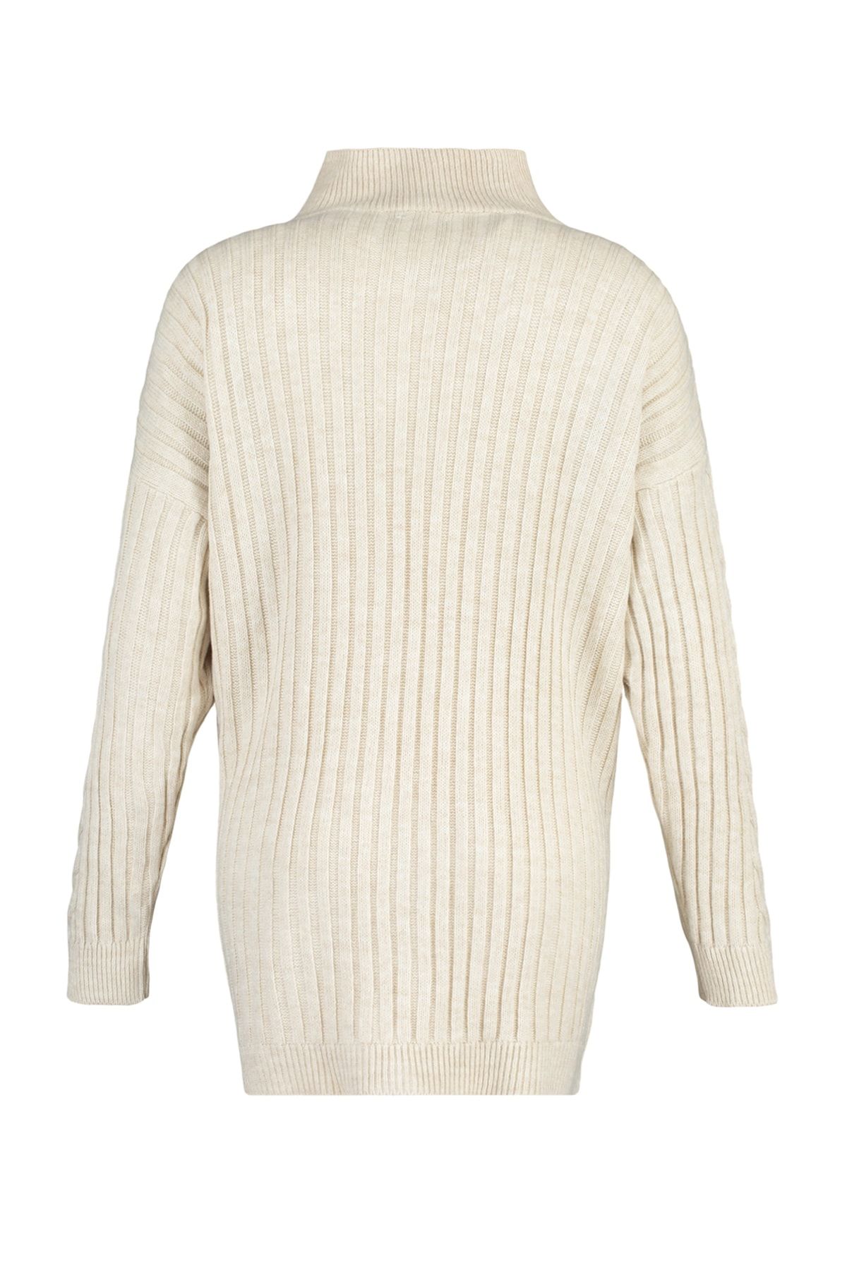 Trendyol Modest-Ecru Selanik gestrickter Strickpullover mit Reißverschluss TCTAW23AK00017 8