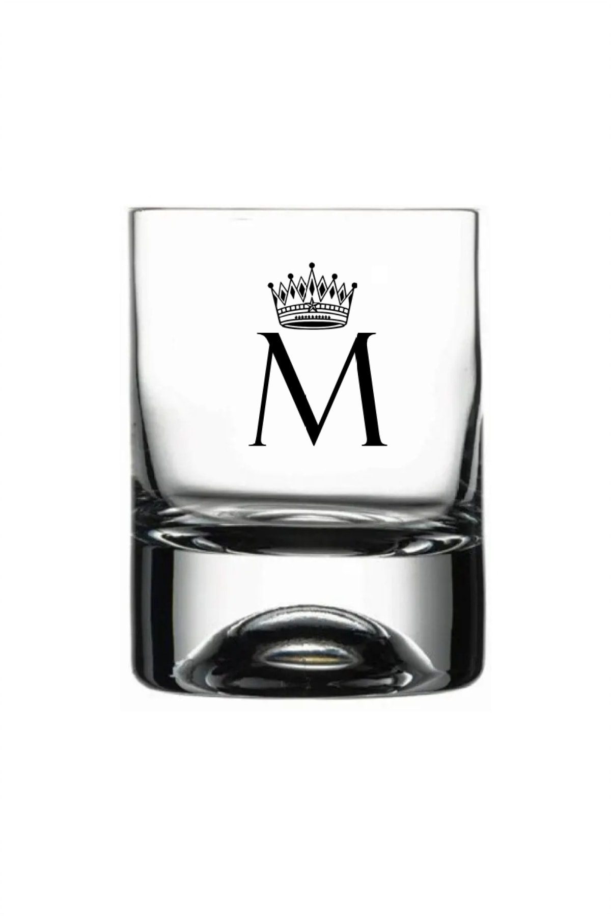 Tasarici M Harfli Taçlı Viski Bardağı